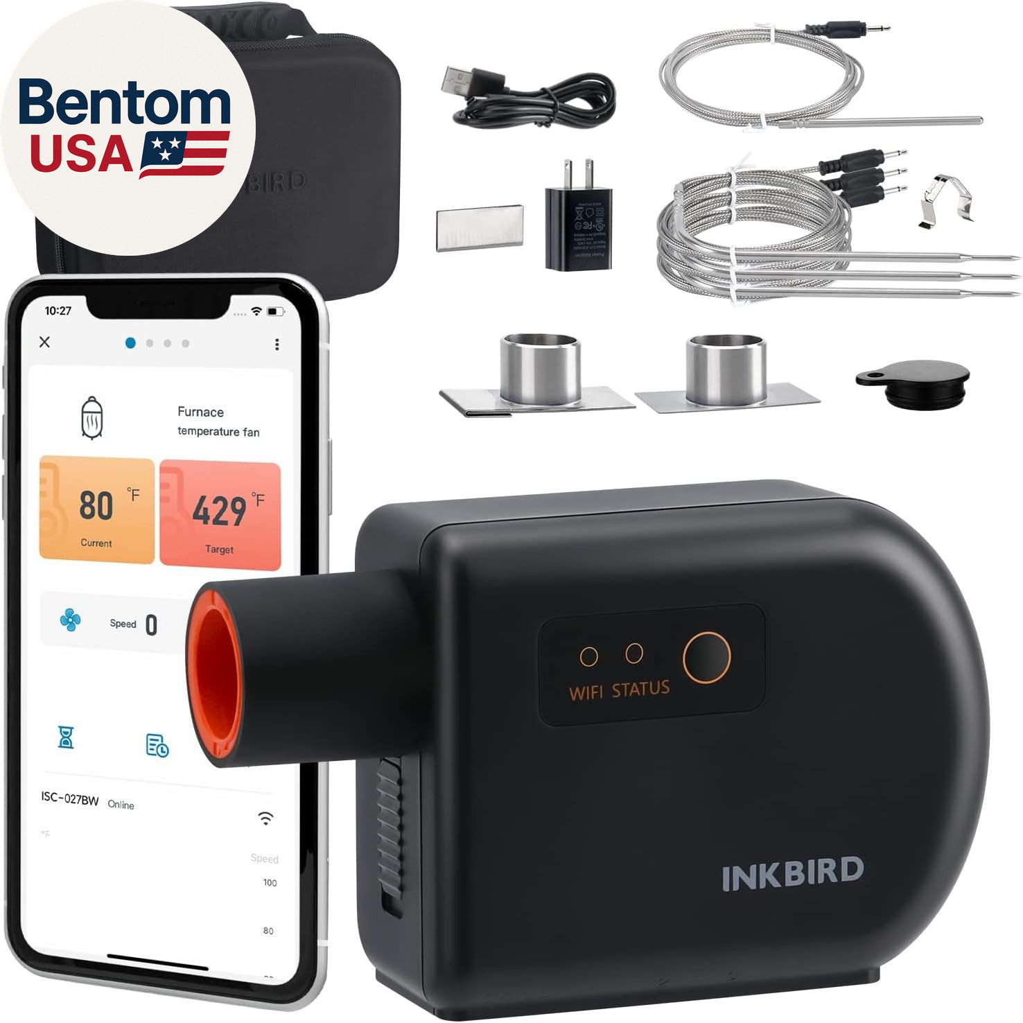 Wi-Fi & Bluetooth BBQ Smoker Temperature Controller with Automatic Smoker Fan,