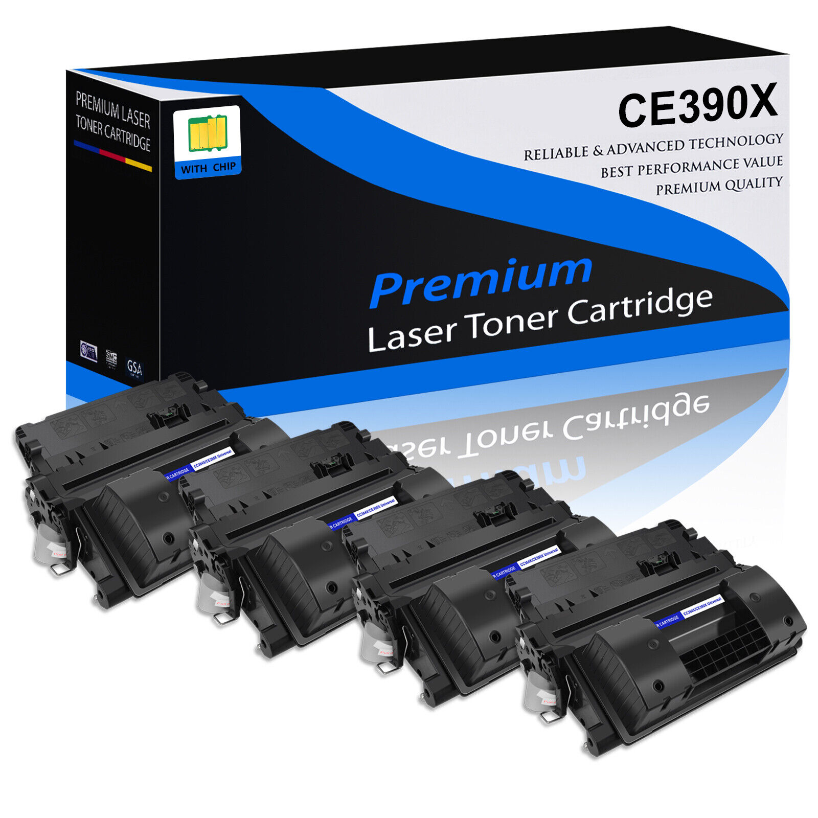 4PK CE390X Toner Cartridge for HP LaserJet Enterprise 600 M603n M602dn M4555h