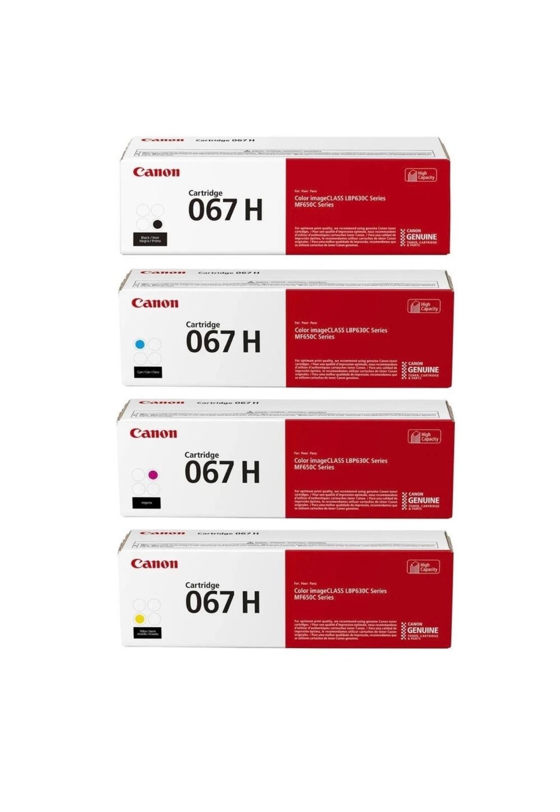 Canon 067H Toner Set BK/C/M/Y, Genuine, High Yield, 4-Pack, Sealed