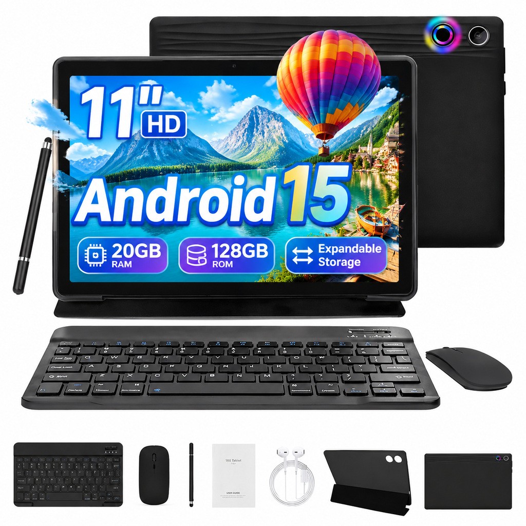 11" Android 15 Tablet 20(4+16)GB+128GB 7800 mAh Large Battery HD Video Playback