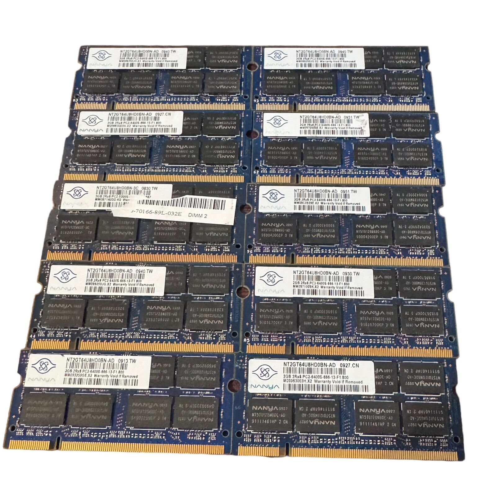 LOT 10 NANYA 2x 2GB PC2-6400S 666DDR2 800MHz SODIMM Laptop Memory