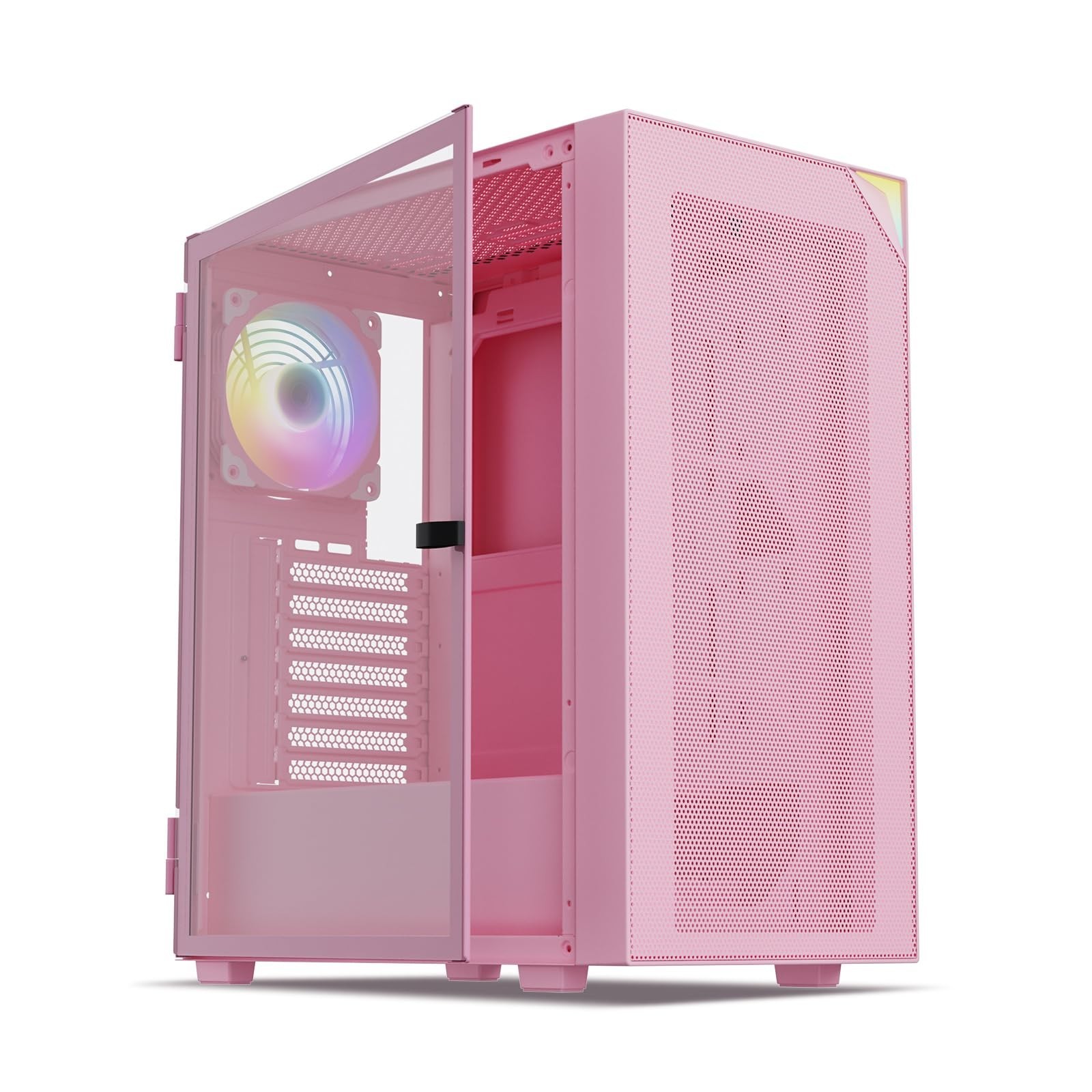 AL800 Pink Full Tower PC Case - Tempered Glass, ARGB Fans, E-ATX Support