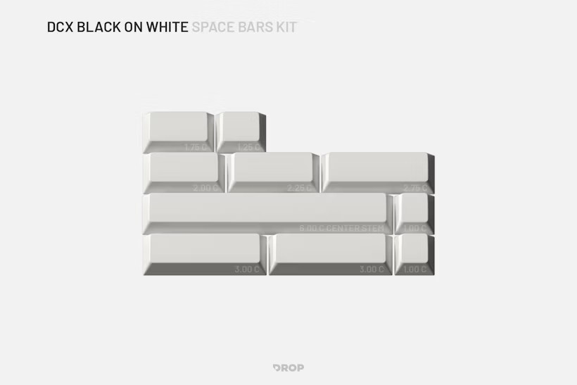 Drop DCX Black-On-White Keycap Base Kit Keycaps Set-Space Bars