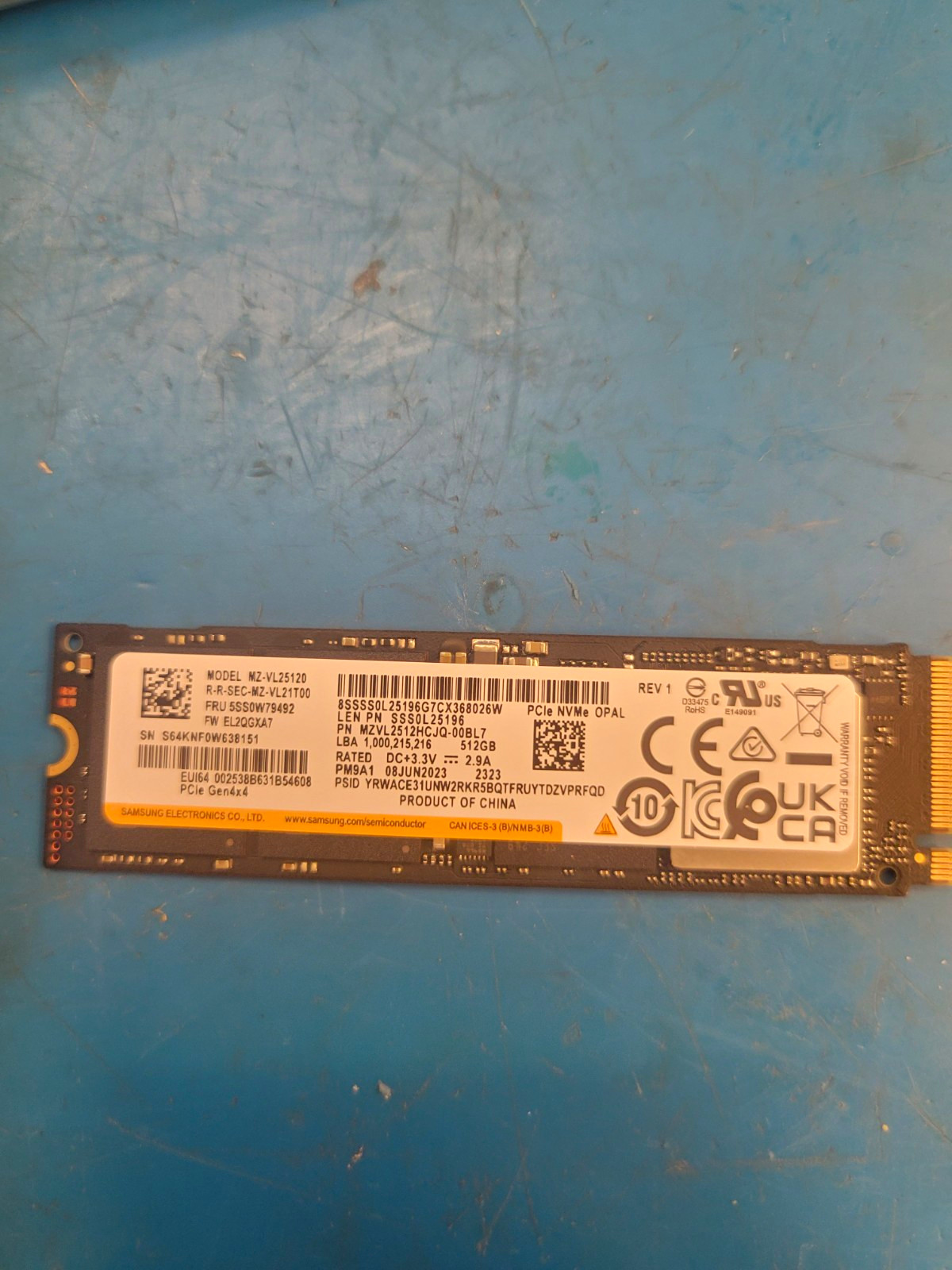 Samsung PM9A1 MZ-VL2512 512GB M.2 2280 NVMe PCIe Internal SSD Opal