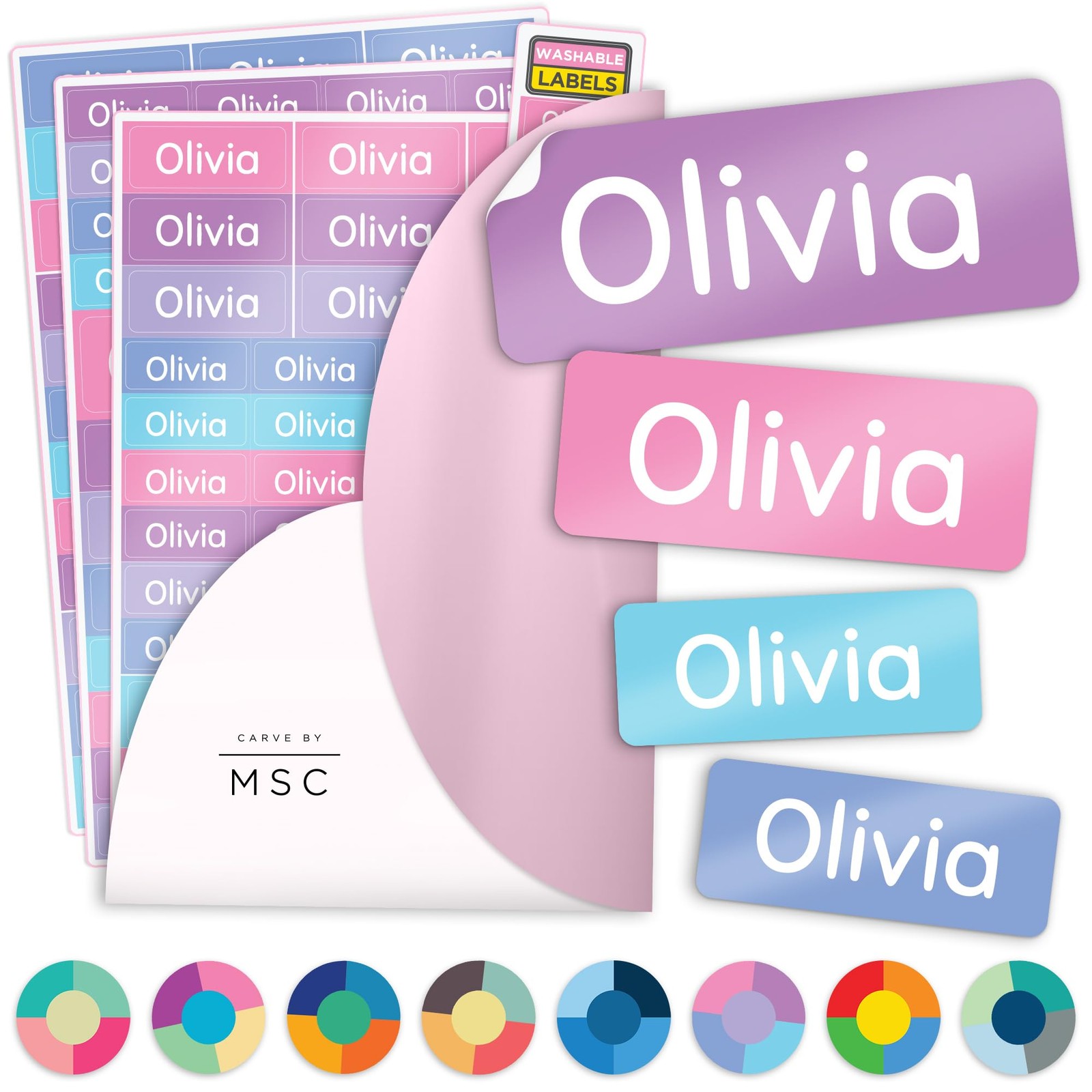 Vinyl Sticker Labels 140 Pack Waterproof Personalized Name Pastel Kids Custom