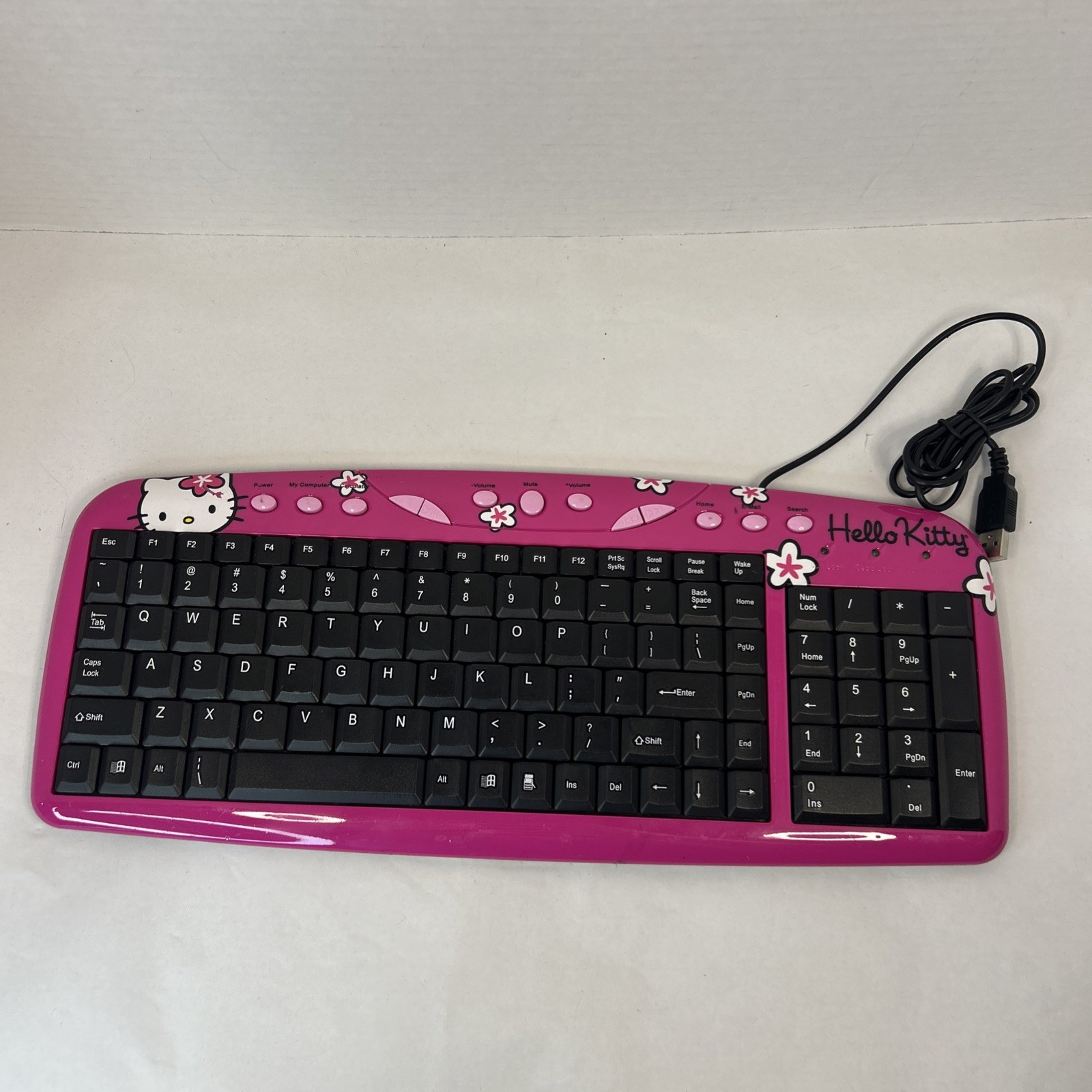 Hello Kitty Pink/Black Wired USB Multimedia Keyboard QWERTY English
