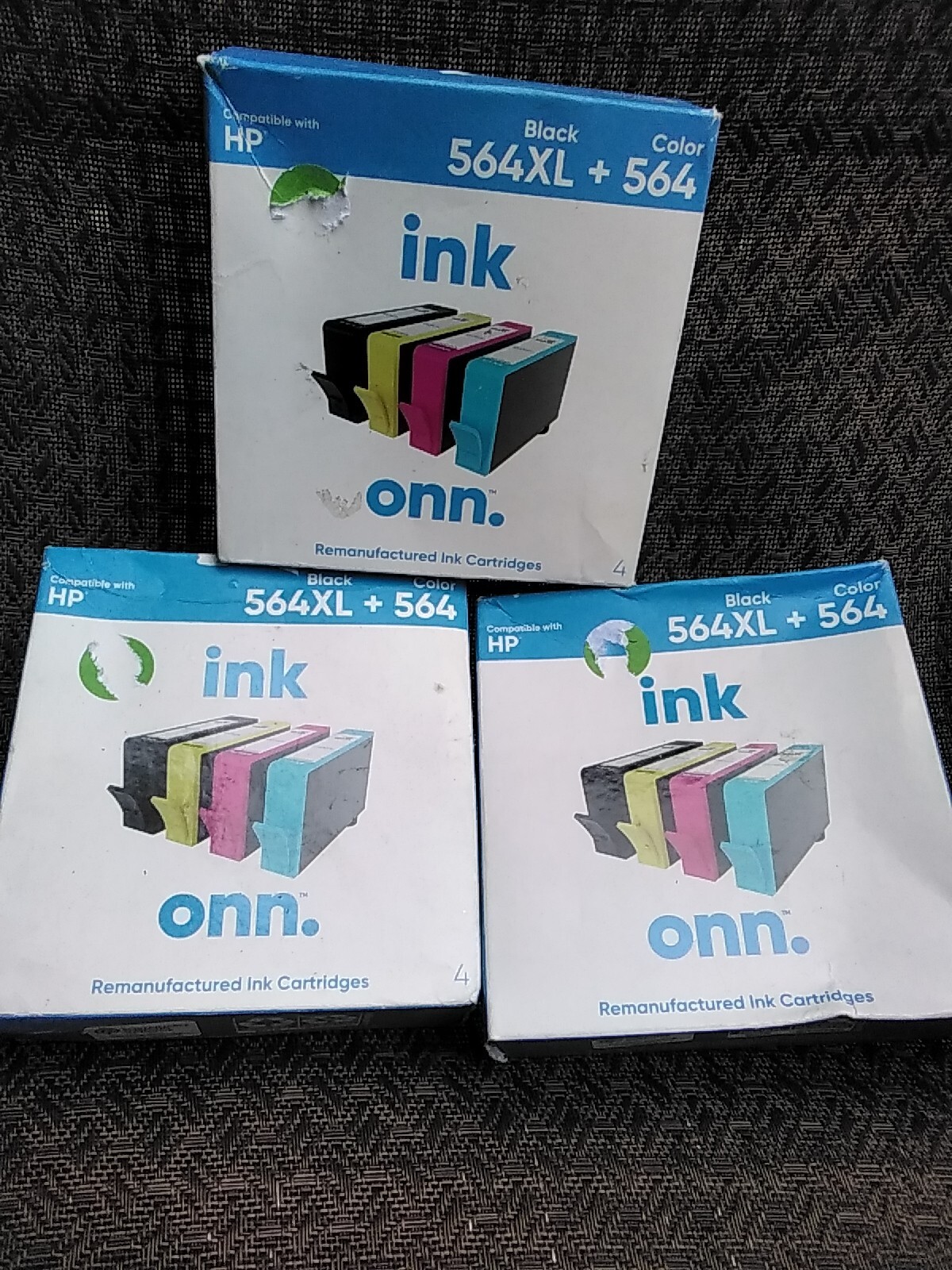 3 Packs ONN  COMBO INK 564 Xl Black + 564 Color-Pack of 4 Compatible w/HP New