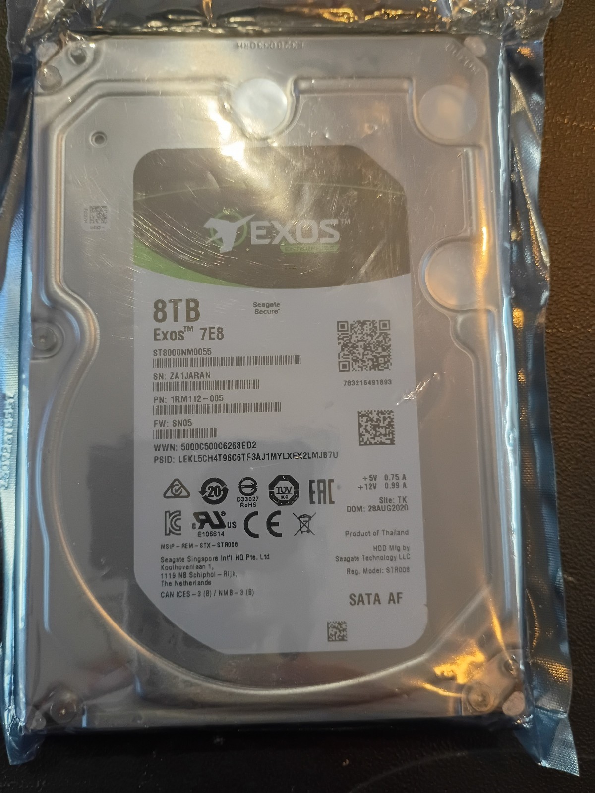 Seagate Exos 7E8 8TB Enterprise HDD 3.5" SATA 6Gb/s 7200RPM 256MB ST8000NM0055