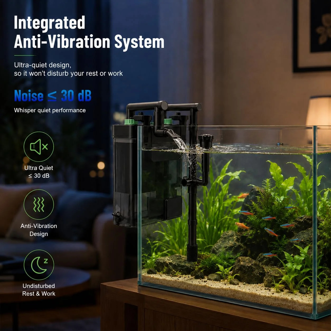 External Hang On Back Canister Aquarium Filter Quiet Fish