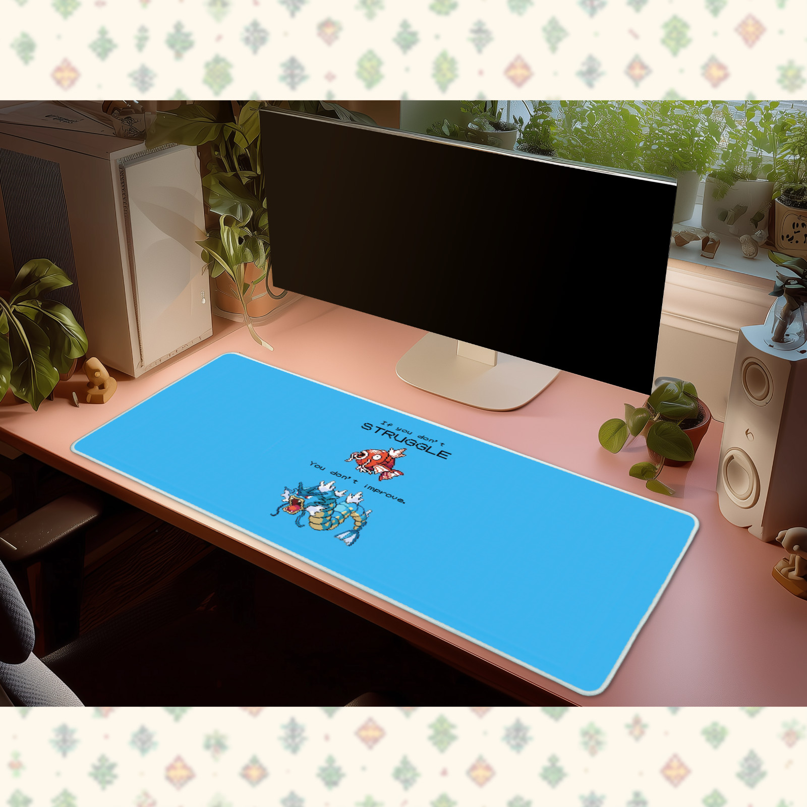 Pokemon Magikarp Gyarados Motivation Desk Mat Mouse Pad Retro Pixel Gaming