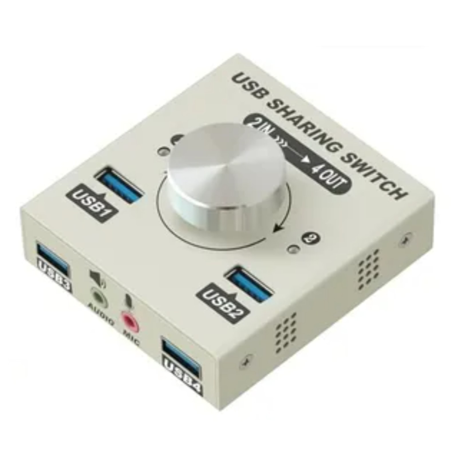 USB Sharing Switch 2 In 4 Out USB 3.0 White Audio Microphone Plug & Play