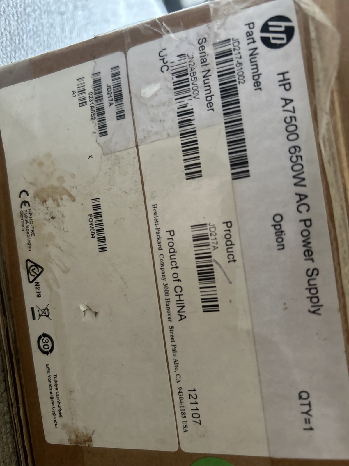 Hp A7500 650w Ac Power Supply Product JD217A