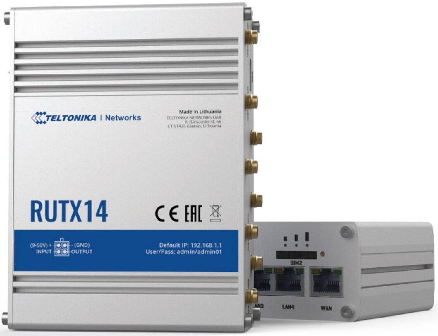 Teltonika RUTX14 000000 Industrial Cellular Router, 4G LTE CAR12