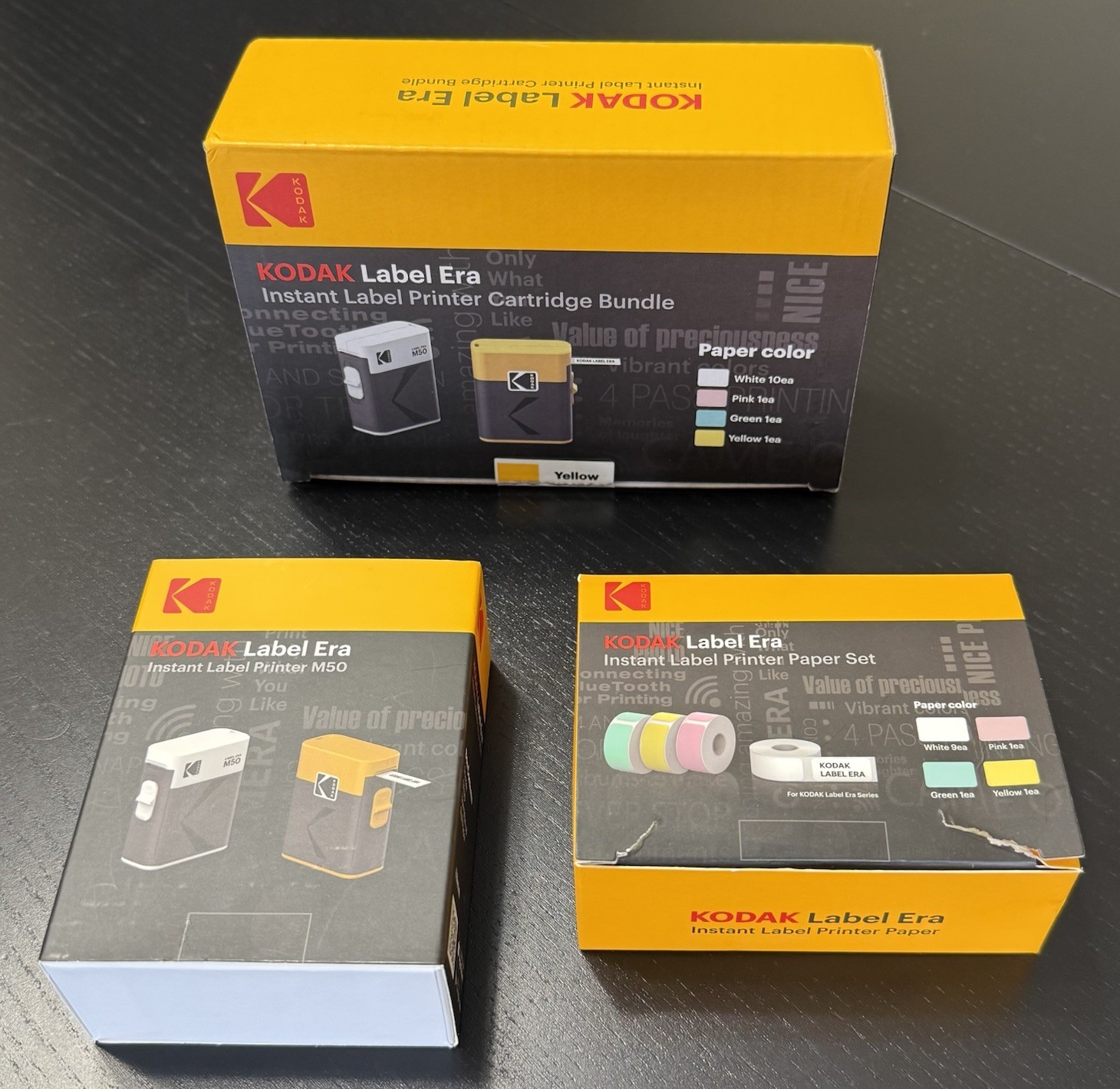 Kodak Label Era M50 Yellow Instant Label Printer Cartridge Paper Bundle
