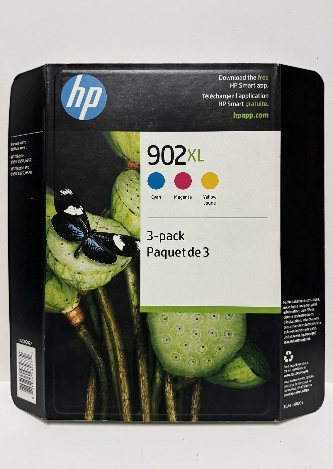 HP 902XL Cyan Magenta Yellow 3PK Ink Cartridges T0A41BN Exp: 10/2027+