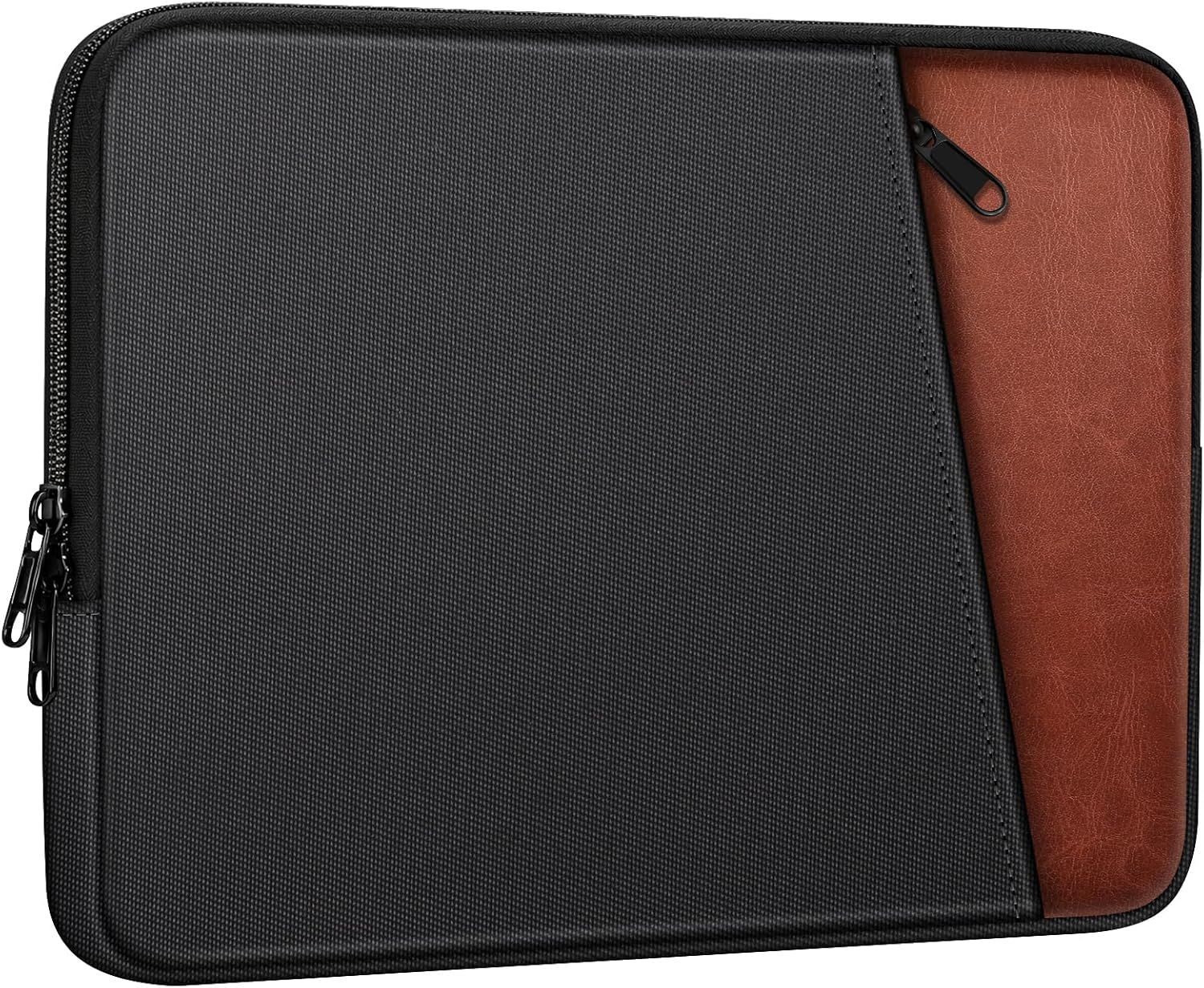 Water-Resistant Shockproof Laptop Sleeve for 13" MacBook Neo, Black/Brown Bag
