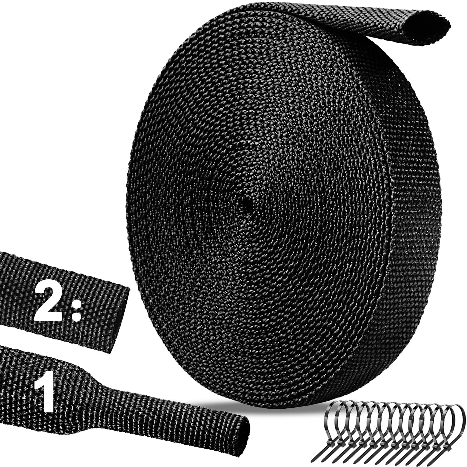 26 Ft3/8 Inch 21 Heat Shrink Wire Loom Braided Cable Sleeves,Heat Resistant F...