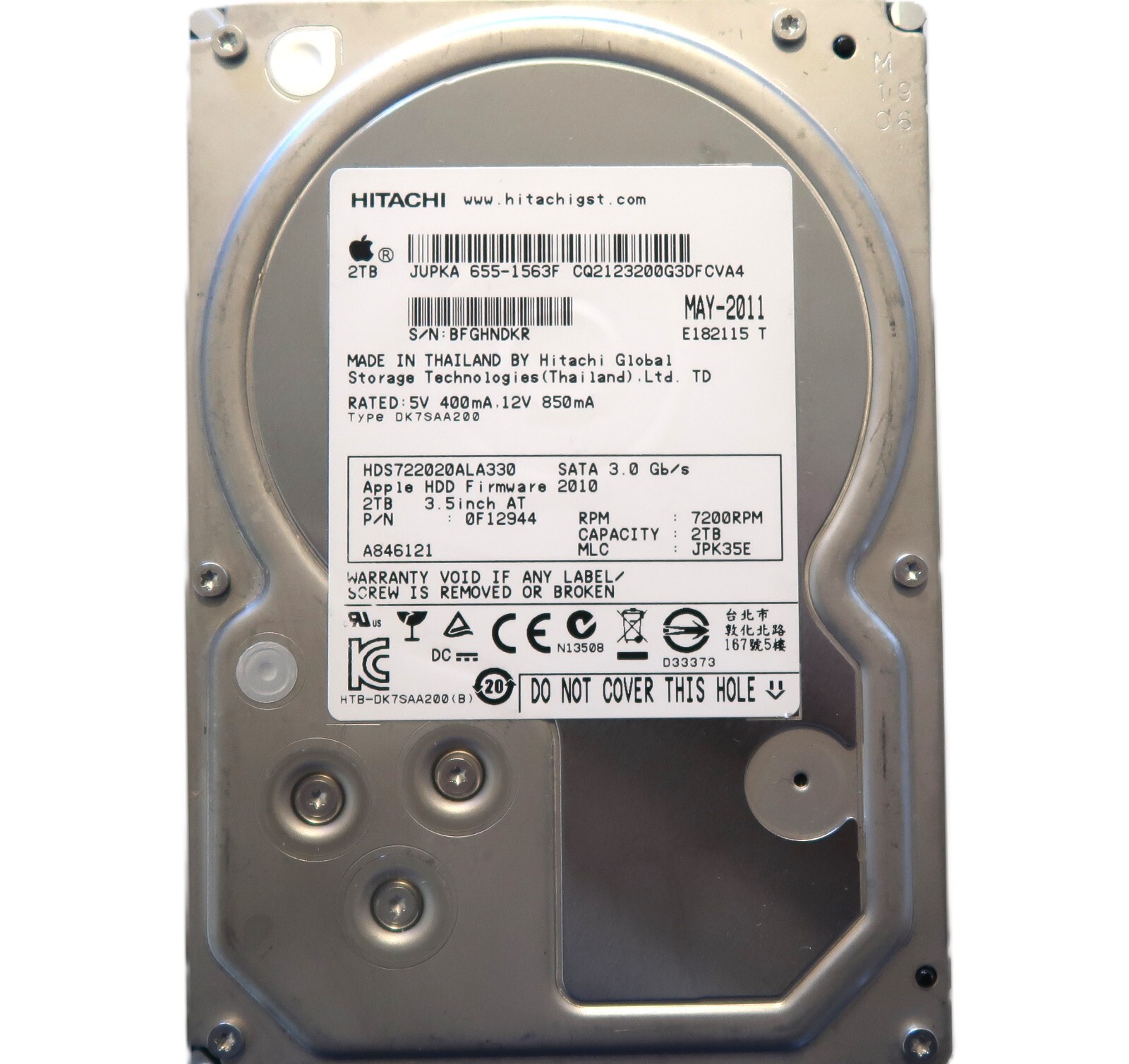 Hitachi HDS722020ALA330 0F12944 JPK35E Thailand (BFG) 3.5" 2000gb Sata MAY-2011