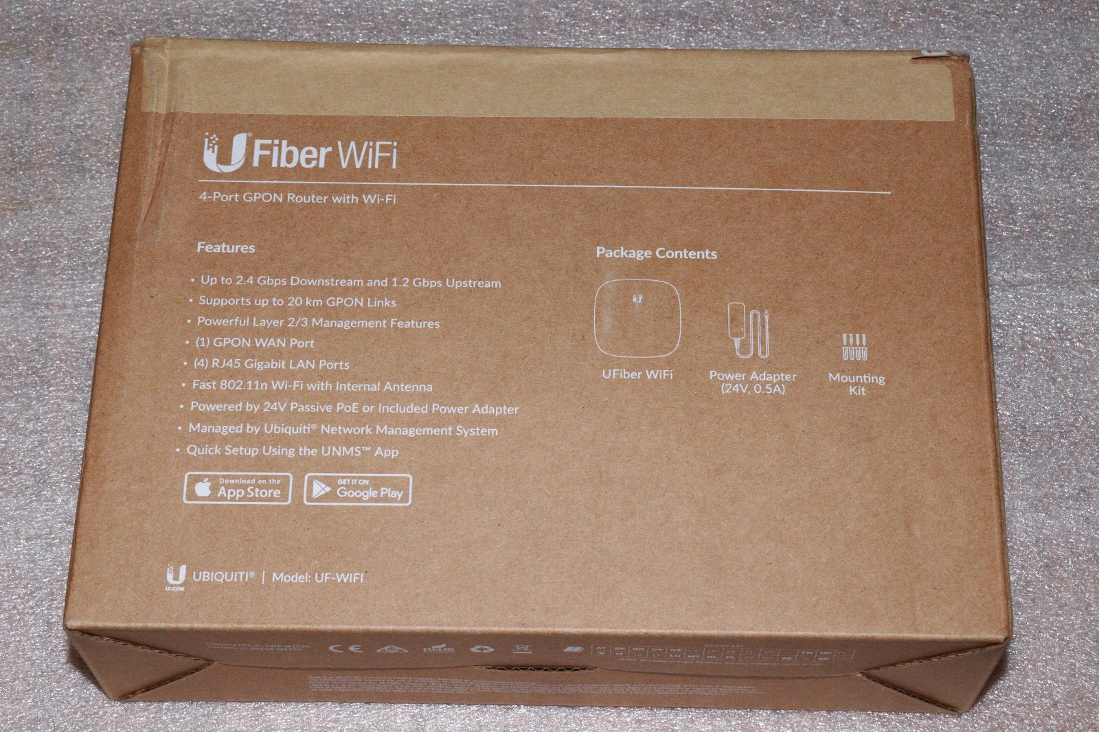 NEW Sealed Ubiquiti UF-WIFI-US 4-Port GPON Router with Wi-Fi UFiber