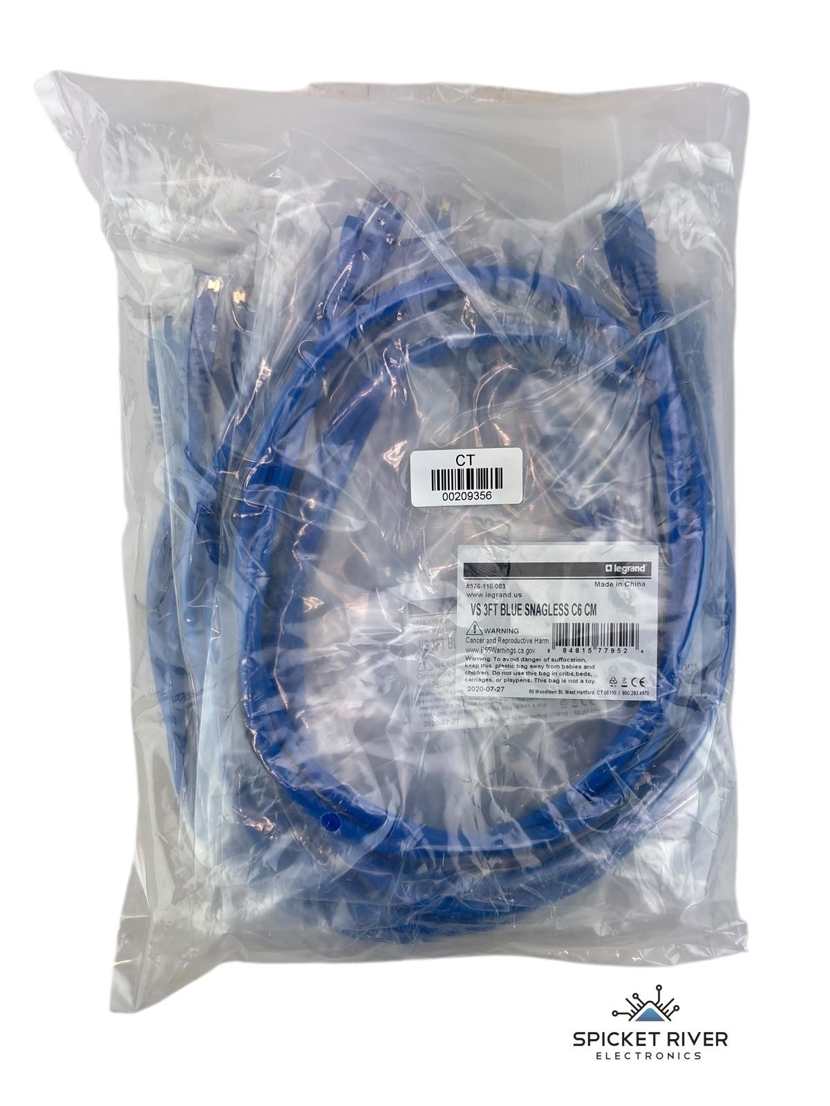 NEW - Pack of 10 - Legrand 576-110-003 VS 3FT Blue Snagless C6 CM Patch Cable
