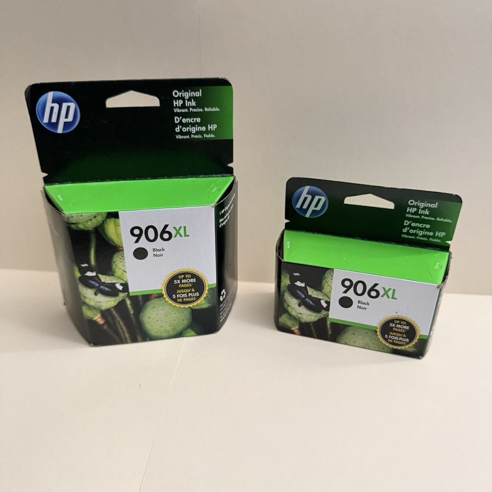 Lots of 2 HP 906 XL (T6M18AN) Black High Yield Ink Cartridge Exp: 11/20 & 02/23