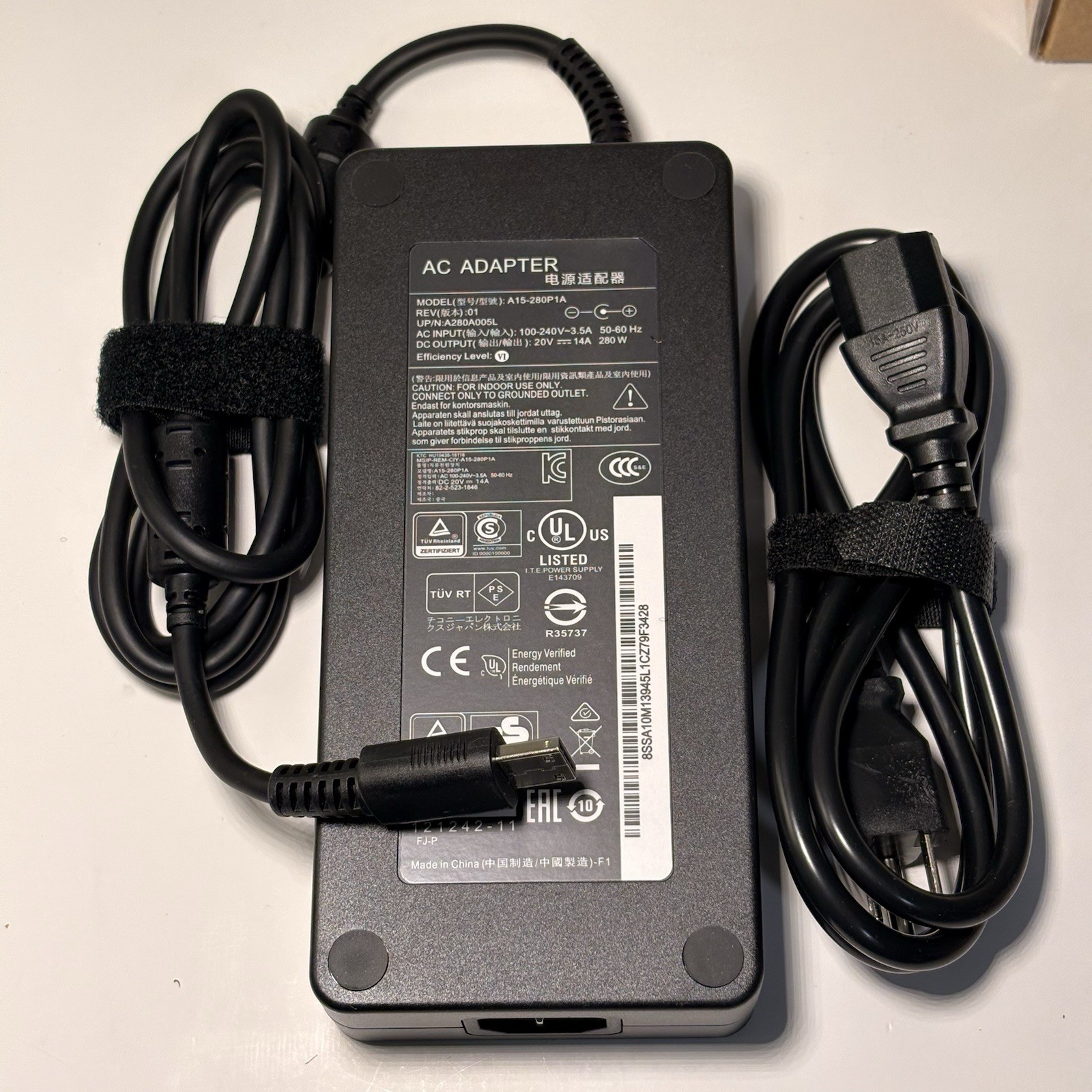 280W Charger for MSI Raider GE76 GE66 GE68HX GE78HX GS77 A18-280P1A 20V 14A