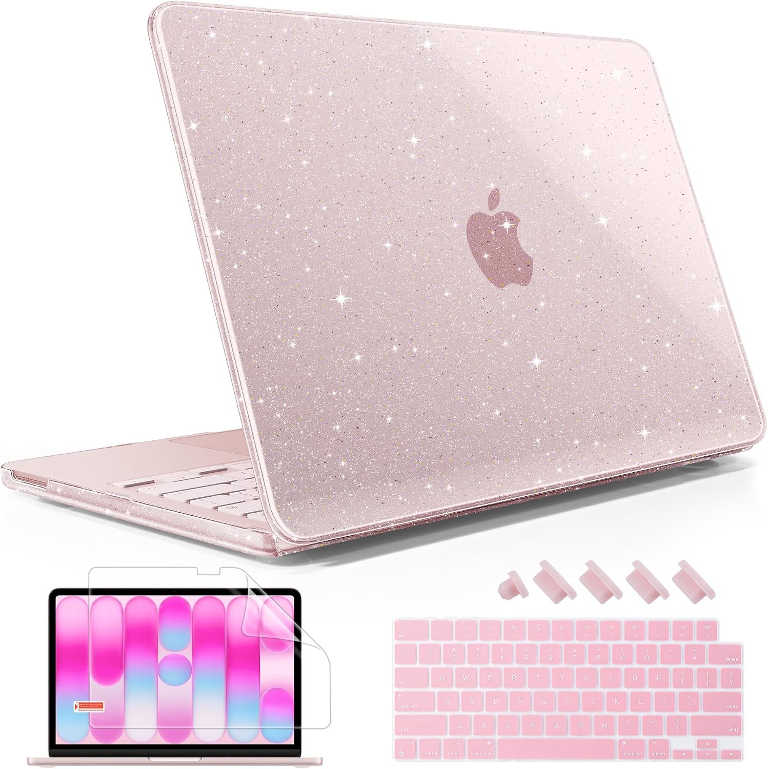 Sleeve for MacBook Neo 13 inch 2026 Model A3404, Glitter Sakura Pink Design