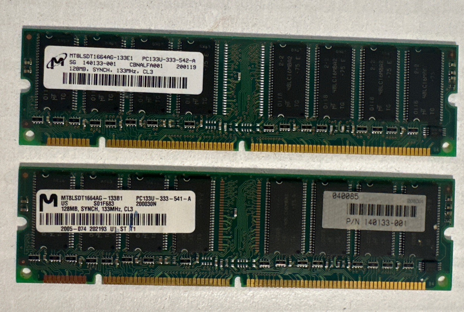 (2pc) 128MB Micron RAM module (MT8LSDT1664AG-133B1)