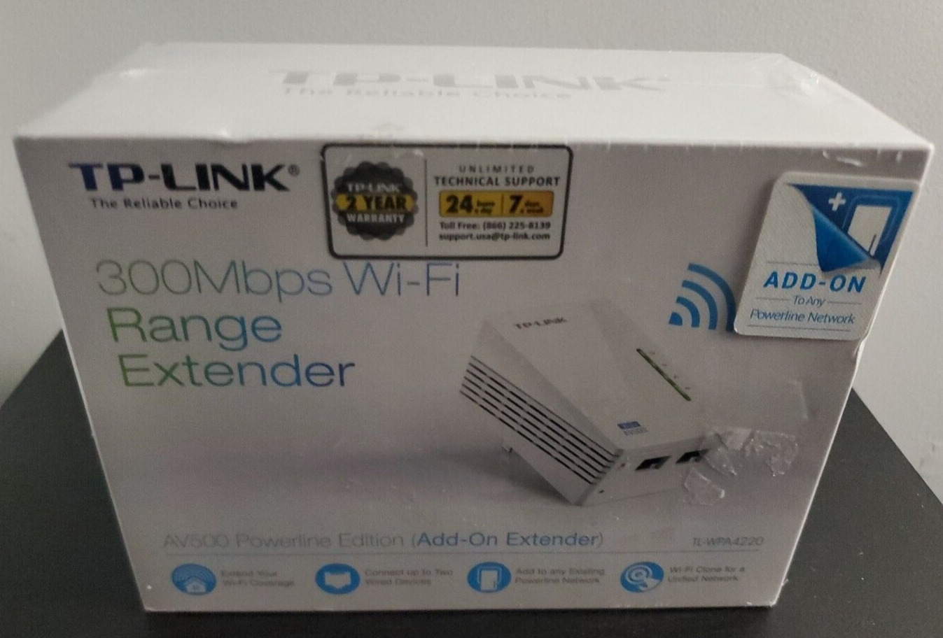 TP-LINK 300Mbps Wifi Range Extender Add-On AV500 TL-WPA4220 New Sealed