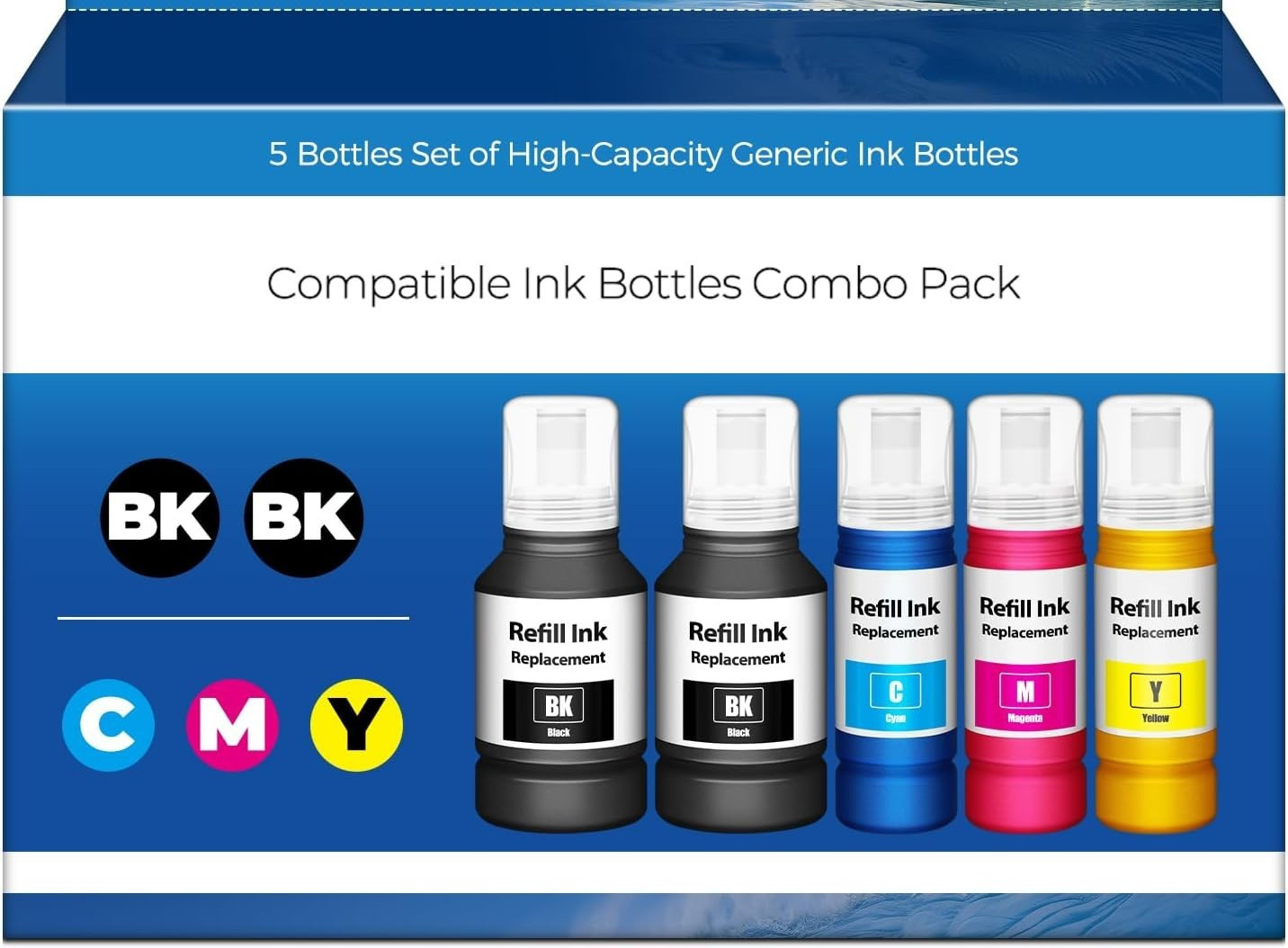 Compatible for EPT502 Ink Refill Bottles ET-2850 ET-3760 ET-3850 5 Pack Replacem