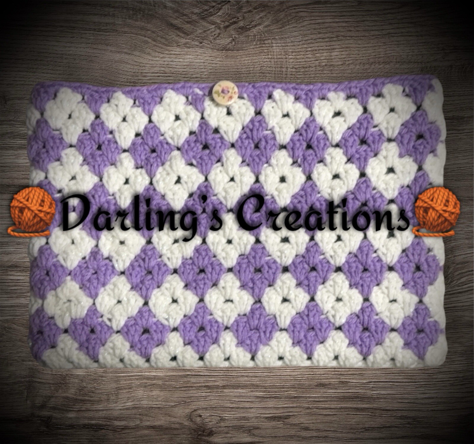 New Handmade Crochet Bag for Laptop Sleeve Bag Cover Purple/white