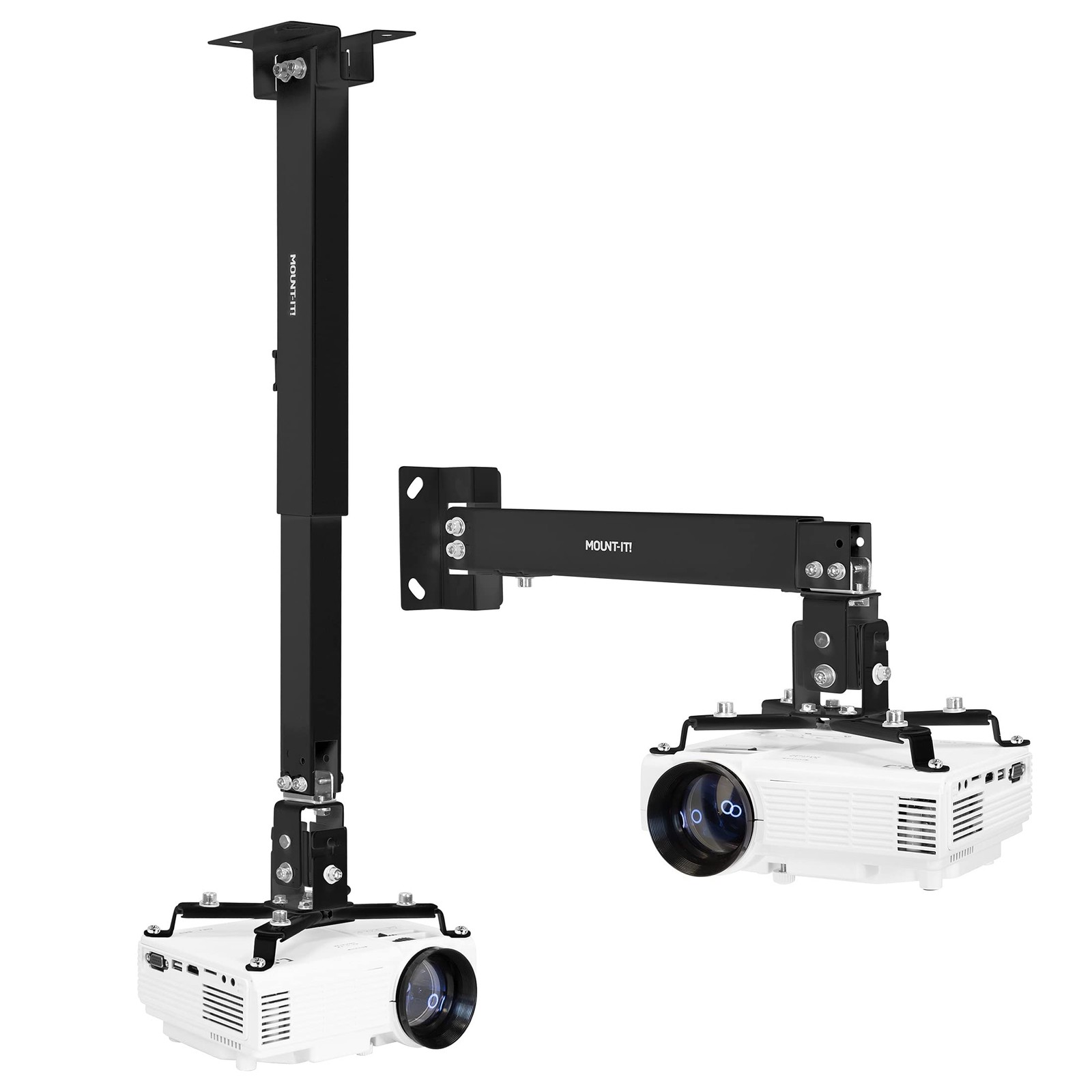 Mount-It Projector Ceiling Mount and Wall with Adjustable Arm, Black