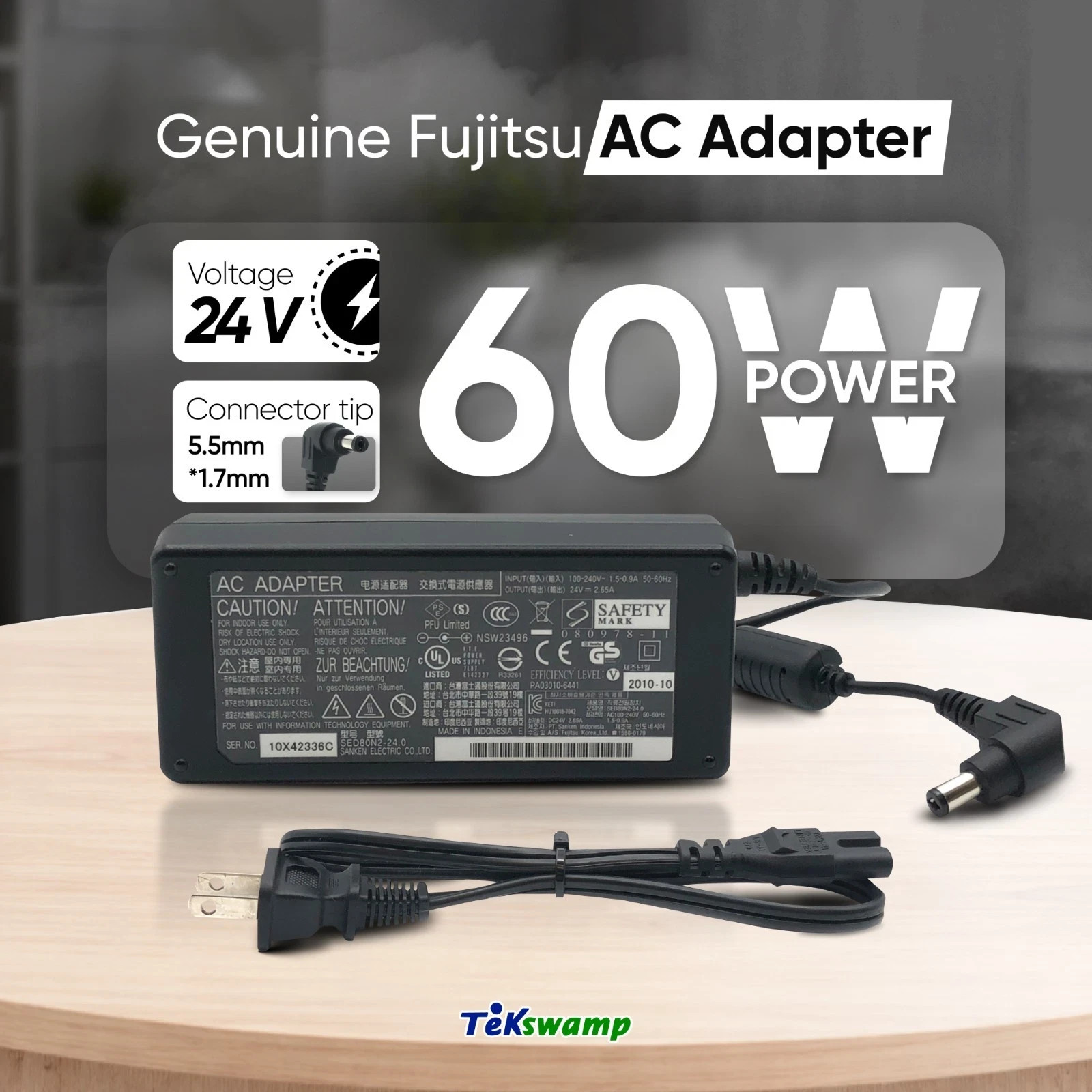 Genuine Fujitsu 24V AC Adapter ScanSnap S1500 S1500M Scanner Power Supply