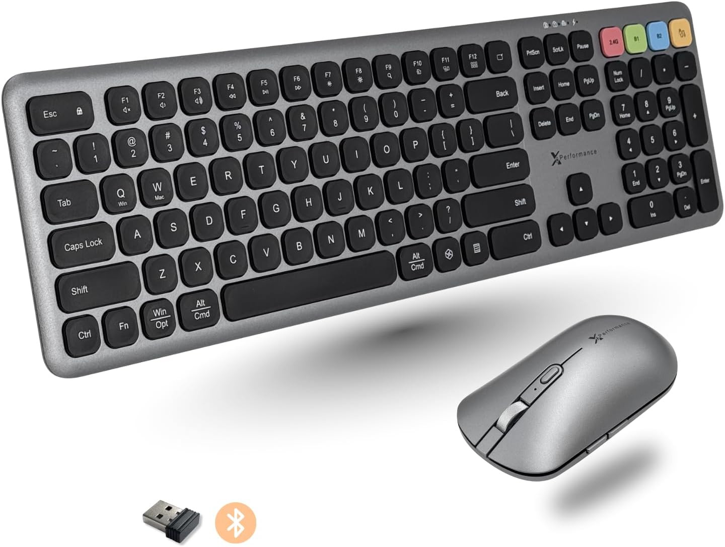 X9 Bluetooth Keyboard and Mouse Combo (Bluetooth, 2.4Ghz, USB C Wired) - Slim Wi