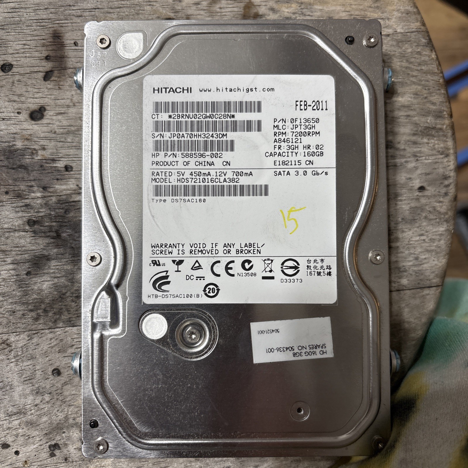 Hitachi Hard Drive 160G 3GB