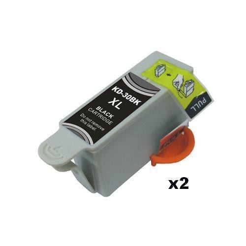 2 pks Comp 30XL BLACK Printer Ink Cartridge for Kodak 1341080 1550532 ESP C310