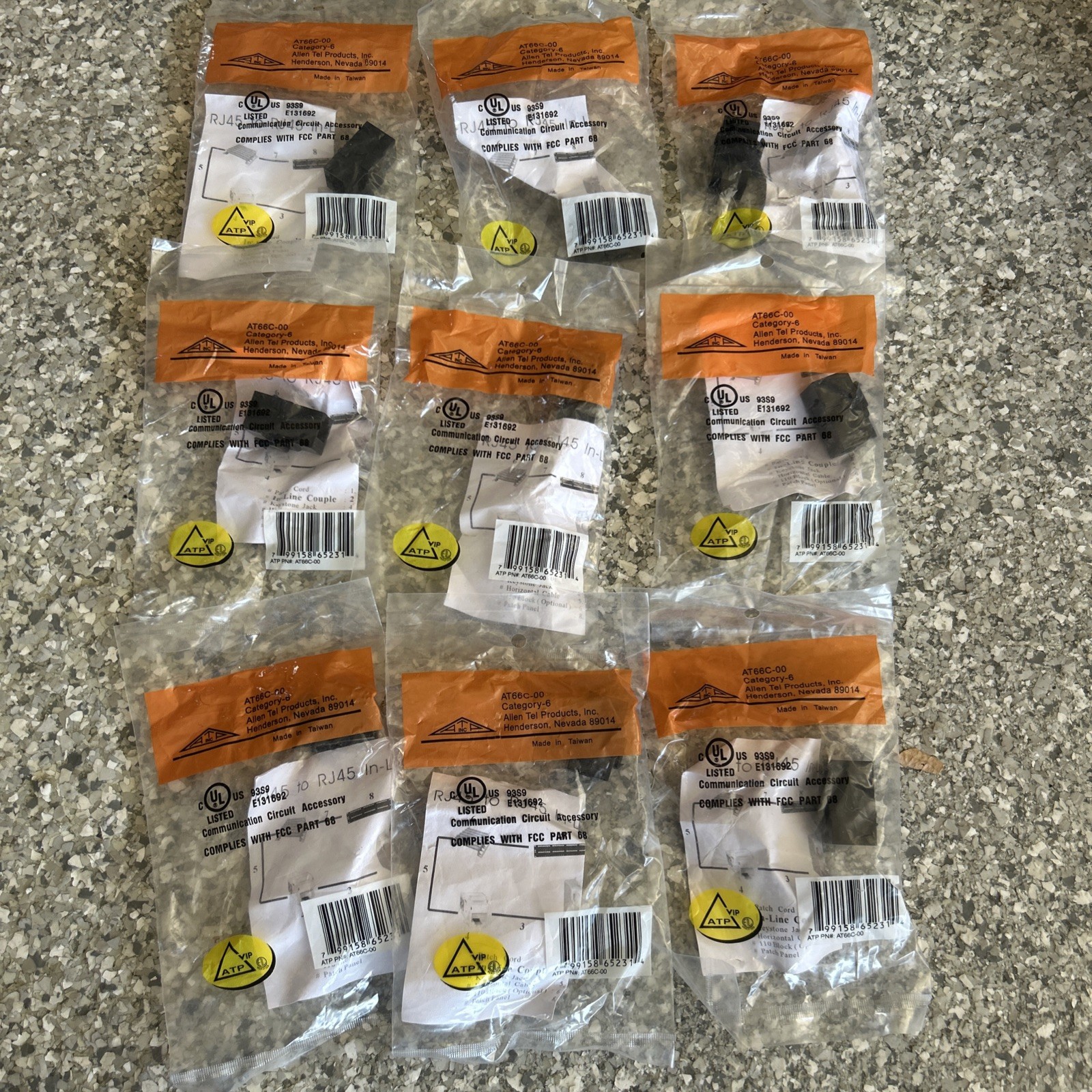 9 Pack Allen Tel  AT66C-00 Black CAT 6 Coupler Keystone 93S9 E131692