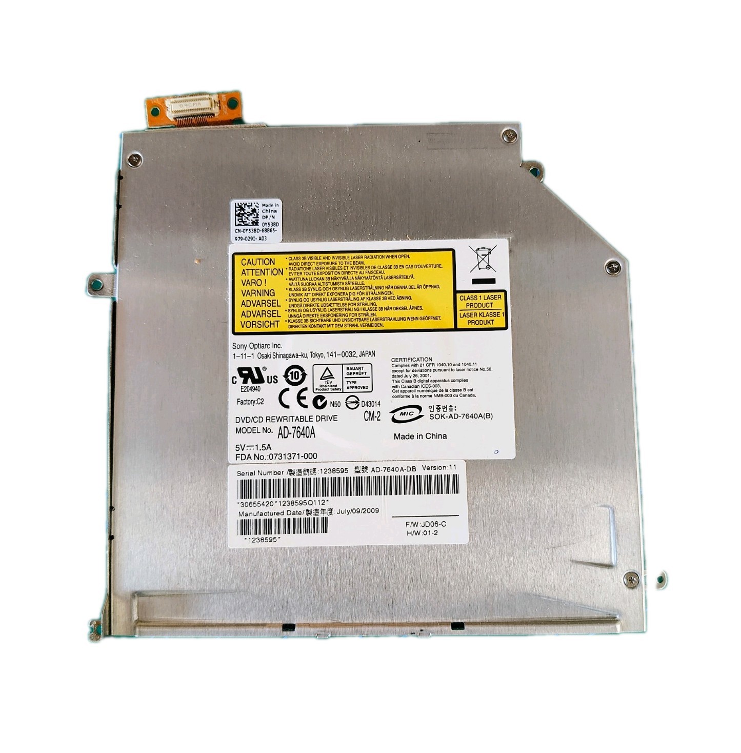 Sony AD-7640A DVD/CD Rewritable Drive laptop disk drive