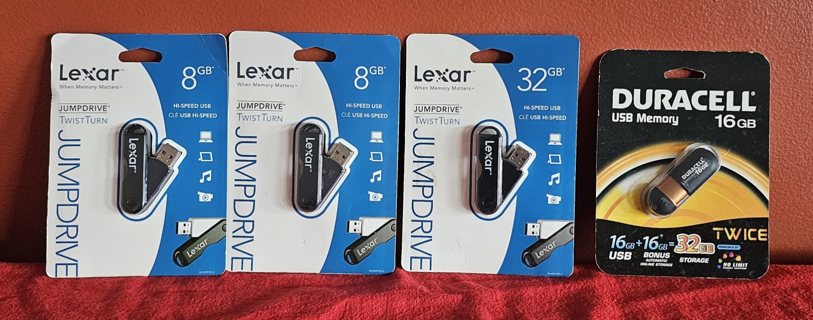NEW Sealed USB Flash Drive Lot Lexar JumpDrive 8GB 32GB Duracell 16GB NOS