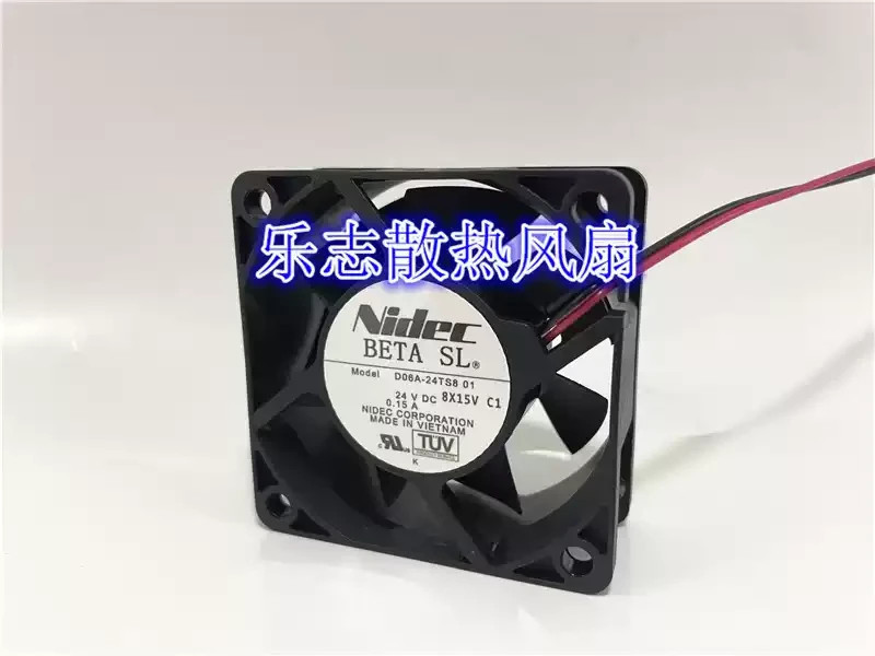 1PCS Nidec BETASL D06A-24TS801 24V 0.15A 6025 2-wire Quiet Inverter Fan