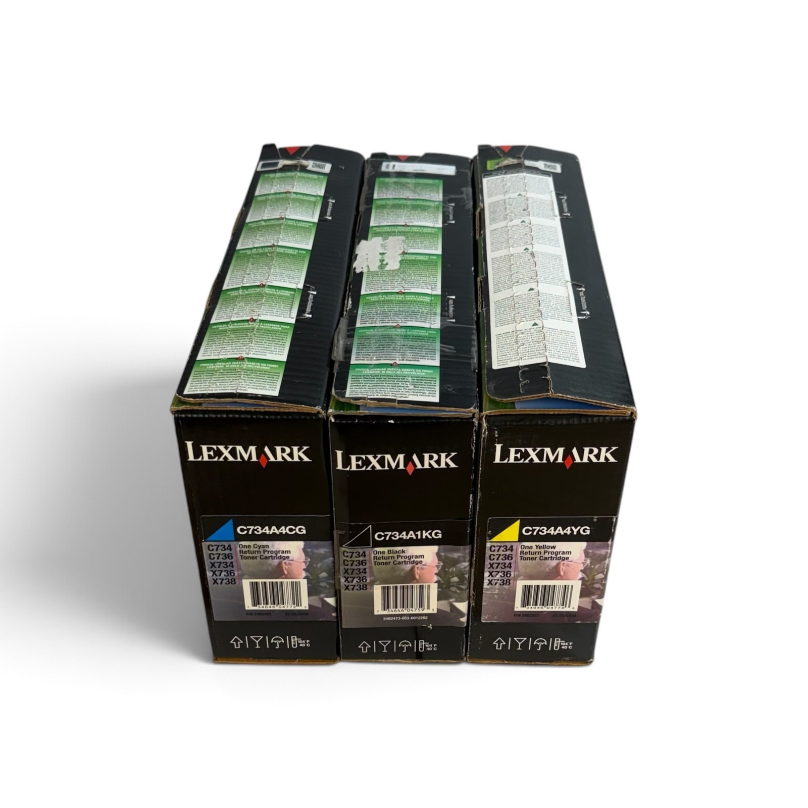 Lexmark C734A4CG C734A4YG C734A1KG Cyan Yellow Black Toner Set of 3 OEM