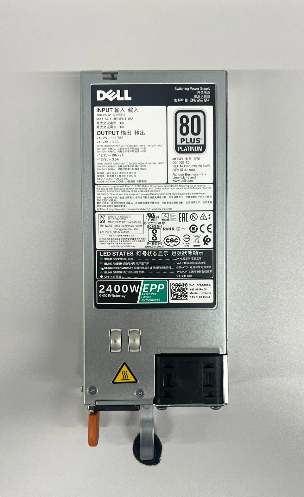 Dell 0J1CC3  CN-0CXC2T D2400E-S0 2400W POWER SUPPLY FX2S/R940 J1CC3  CXC2T USA