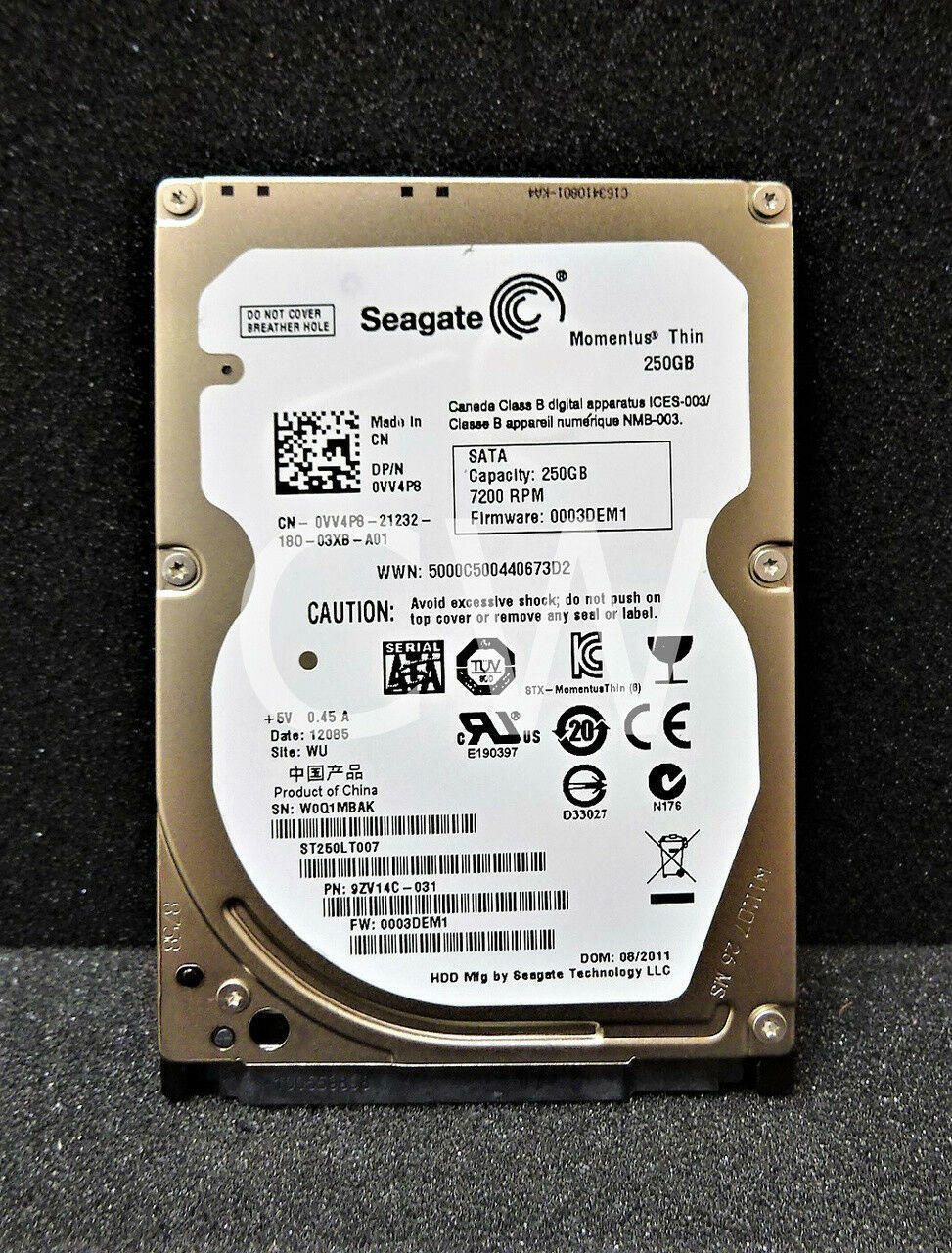 ST250LT007 9ZV14C-031 Seagate 250GB 7.2K RPM 3Gb/s 2.5" SATA Laptop Hard Drive