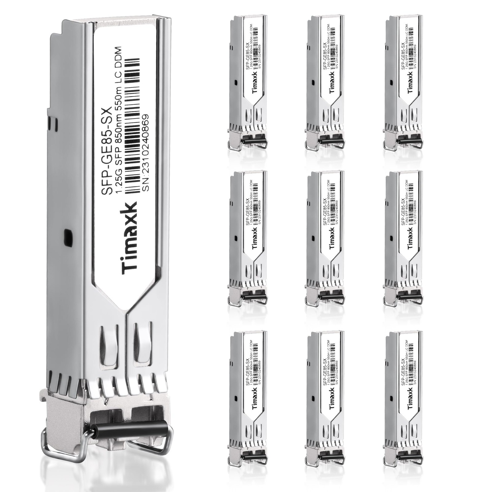 10-Pack 1.25G SFP 1000Base-SX LC Multimode 850nm 550m Fiber Transceiver, with...