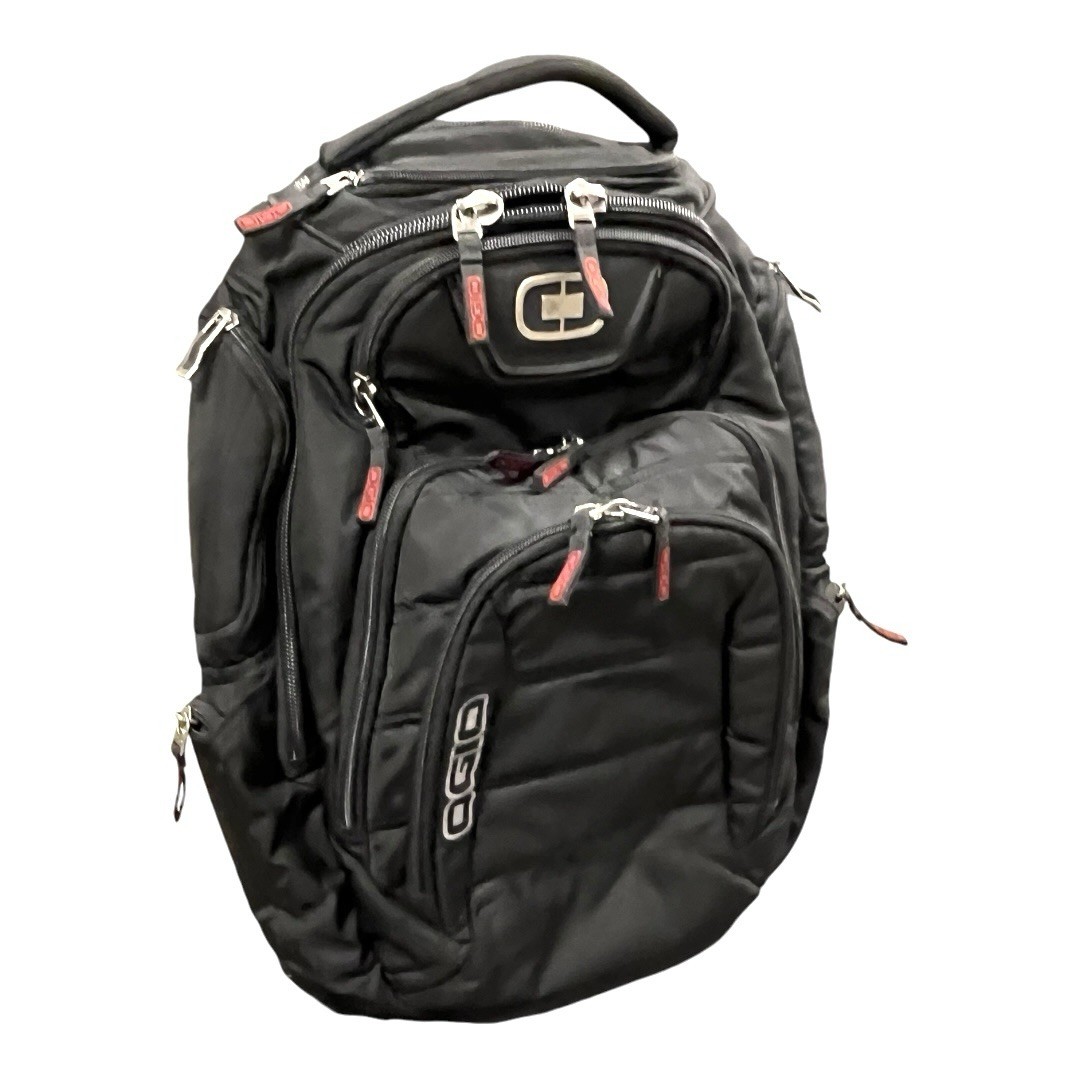 Ogio Renegade RSS 17 Laptop Backpack Multi Pocket Black Red Logo Zip Pulls 19x16