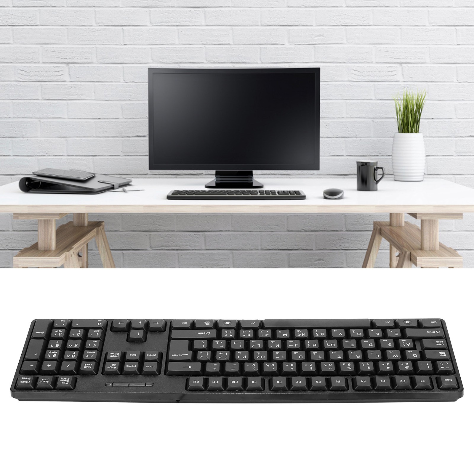 Bilingual USB Wired Arabic English Mechanical Keyboard Black For Computer XA BEA
