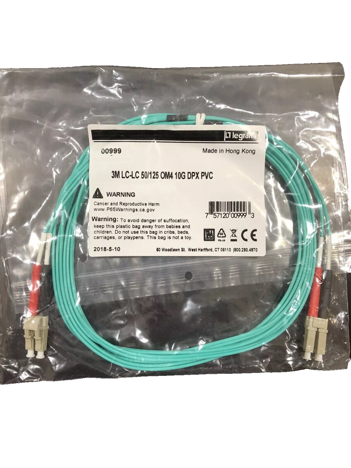 4 Legrand Cables 2 Go Fiber Optic 3M LC-LC 50/125 OM4 10G DPX PVC Duplex  Patch