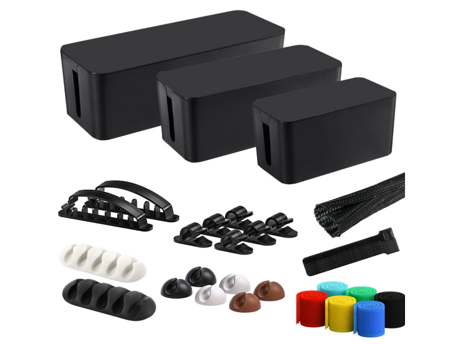Caja organizadora de cables, paquete de 3 cajas organizadoras de cables con jueg