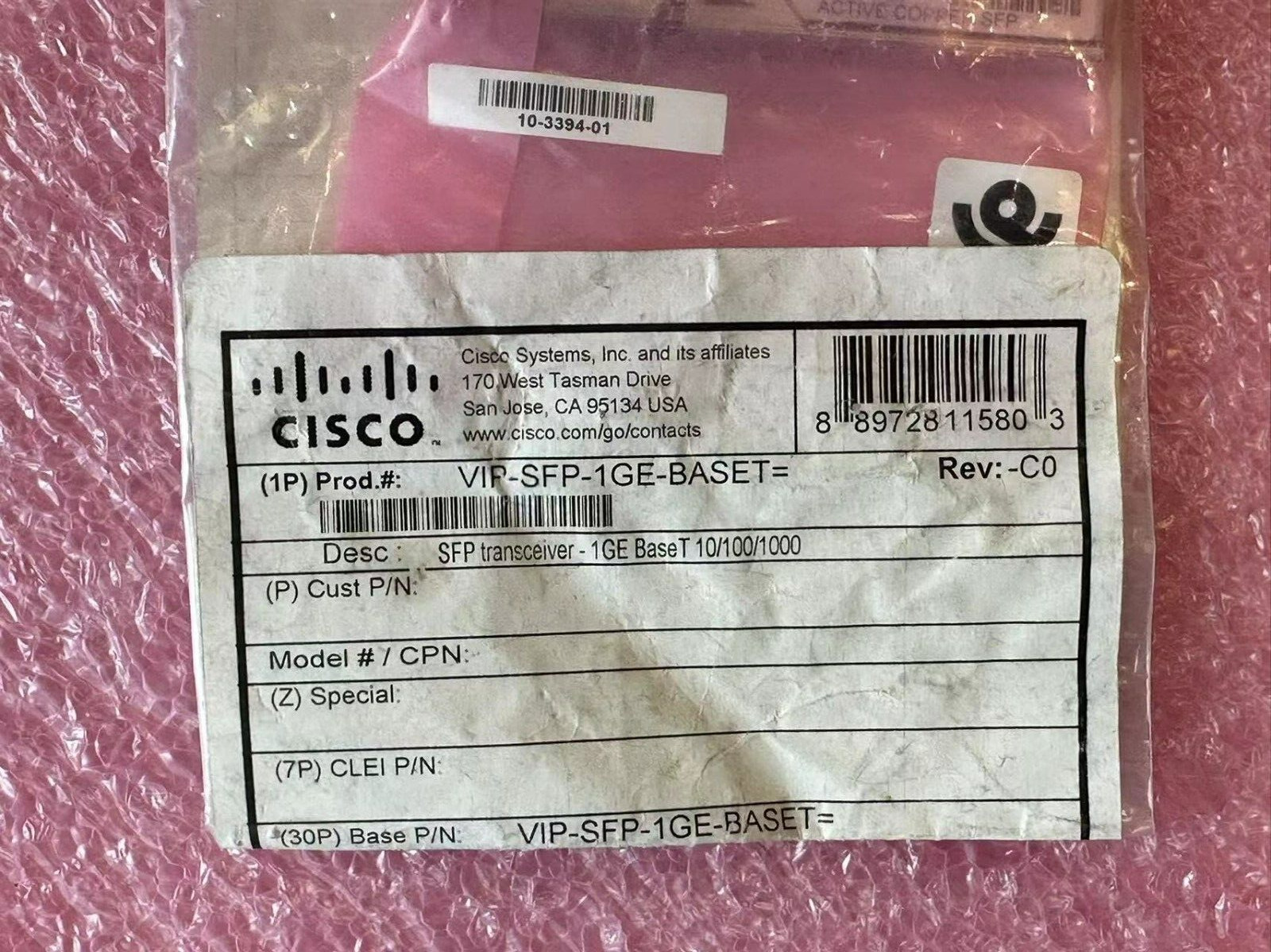 New Sealed Genuine Cisco VIP-SFP-1GE-BASET=  10-3394-01 SFP-1GE-T RJ45
