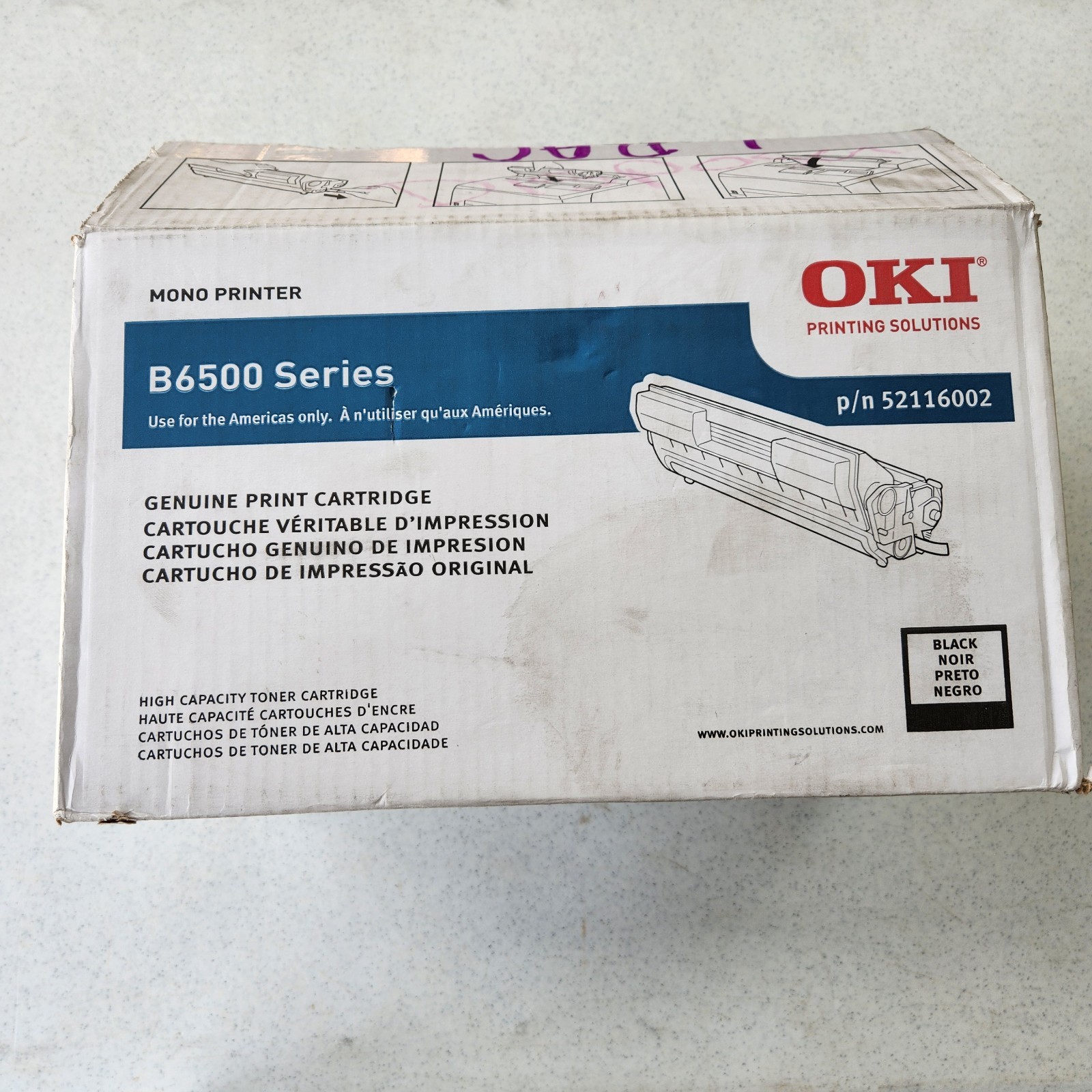 Genuine Oki B6500 Series High Yield Black Toner Cartridge 52116002 Open Box